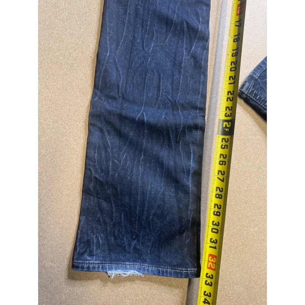 True Religion Mens‎ Section Straight Jeans Indigo Blue Whiskered Size 29 x 32